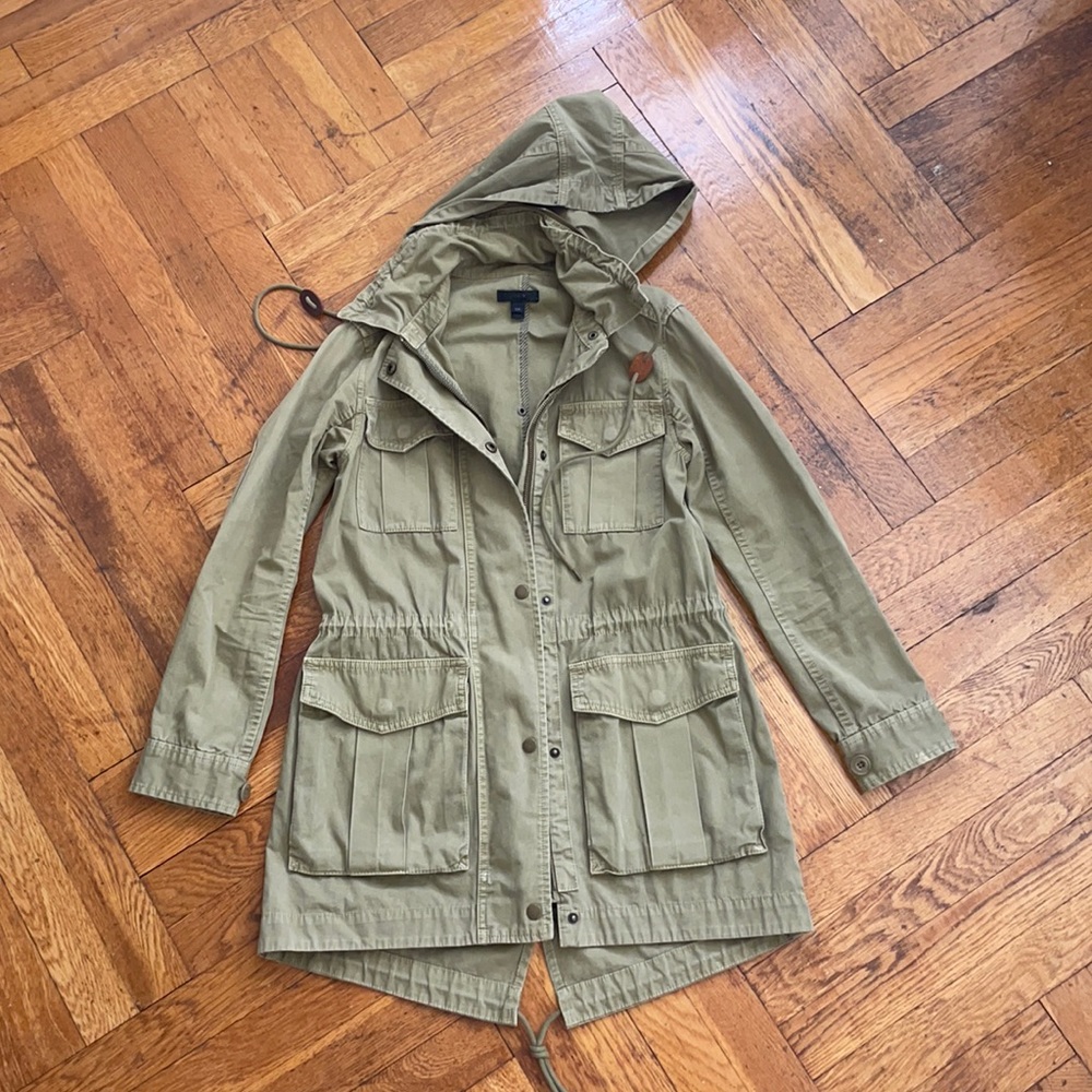 J. Crew Lightweight Green Parka Extra Extra Small